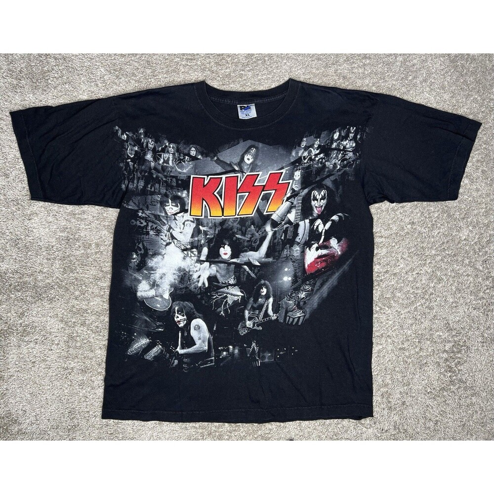 KISS Vintage Shirt 1990s Rare All Over Print Music Tour Concert Size XL